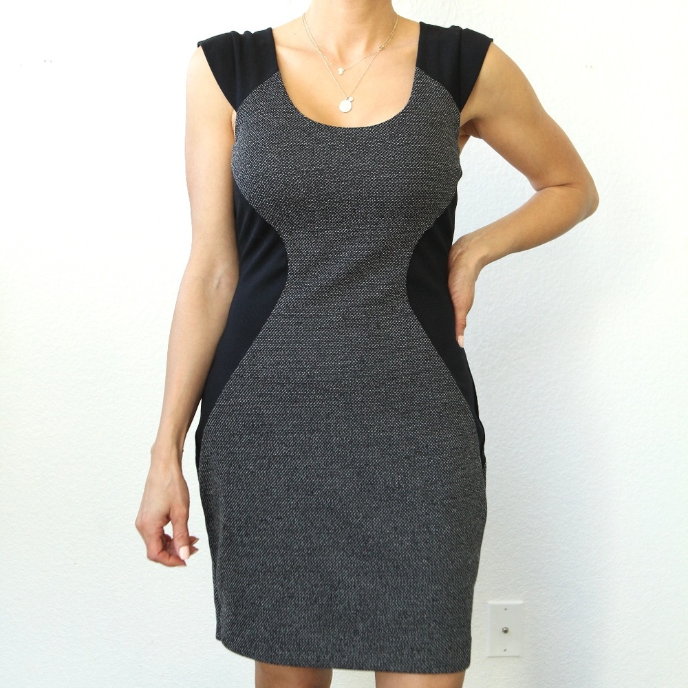 NWT Express Mini Office Work Dress Tweed Gray